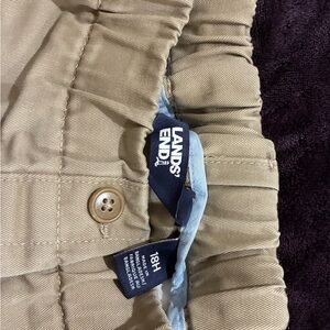 Lands' End Kids' Casual Tan Bottoms uniform khaki pants 18 Husky pack of 3